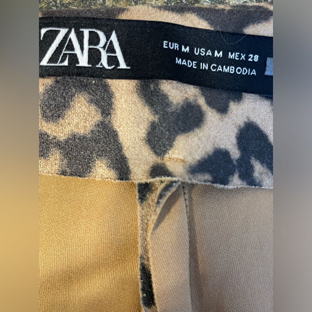ZARA Leopard Skort Waist Tie Animal Print Shorts M - Picture 8 of 11